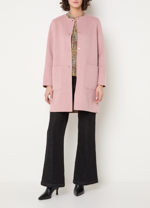 Gerard Darel Precilia reversible mantel van wol - voorkant 3 lichtroze