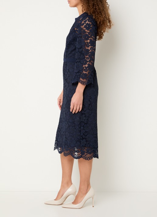 Gerard Darel Radia midi jurk van kant - voorkant 3 donkerblauw