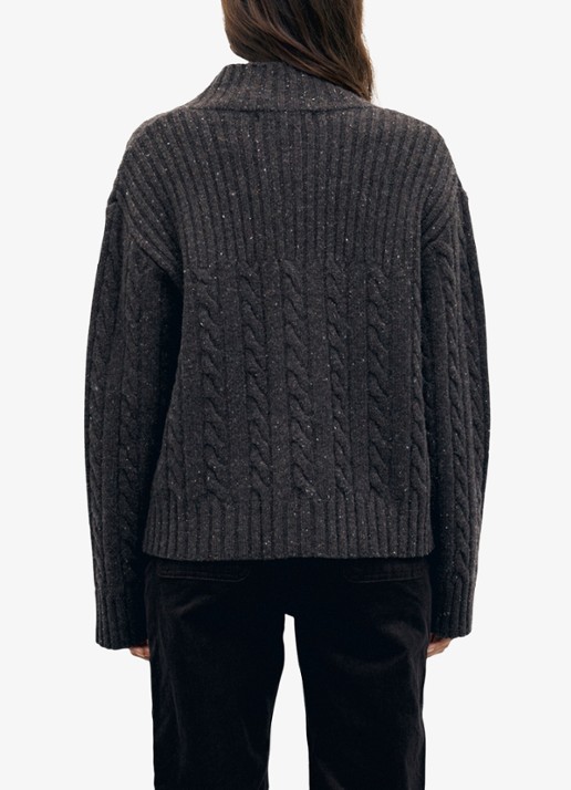 Gerard Darel Rafa kabelgebreid vest van merino wol - achterkant 5 bruin