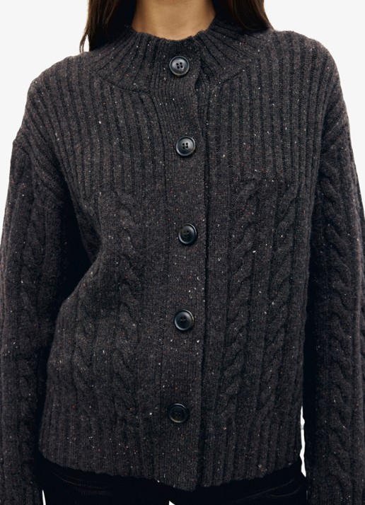 Gerard Darel Rafa kabelgebreid vest van merino wol - detail 2 bruin