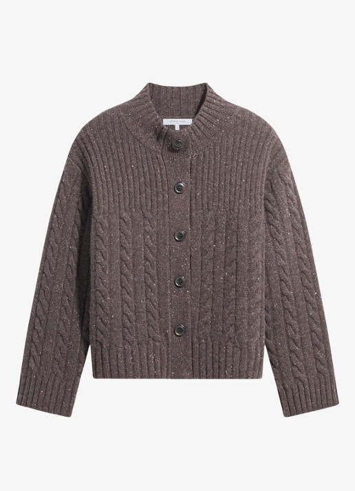Gerard Darel Rafa kabelgebreid vest van merino wol - voorkant 3 bruin