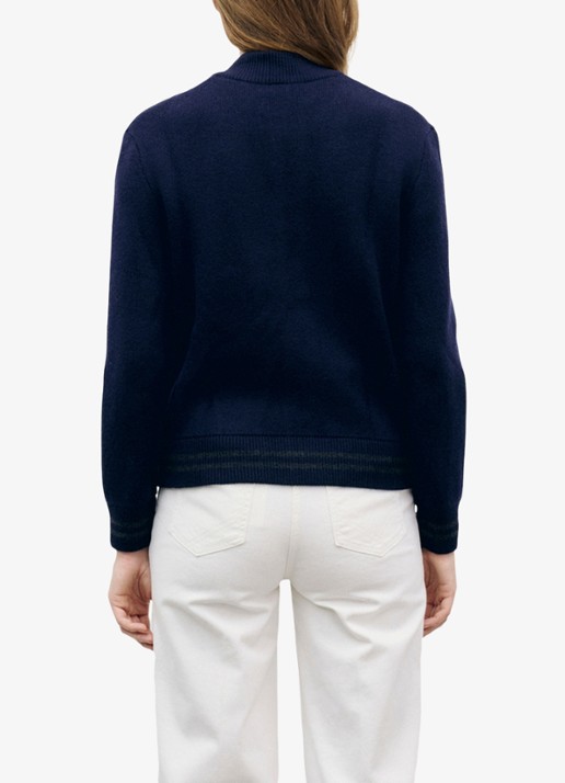 Gerard Darel Rea fijngebreid vest van wol met borduring - achterkant 5 blauw