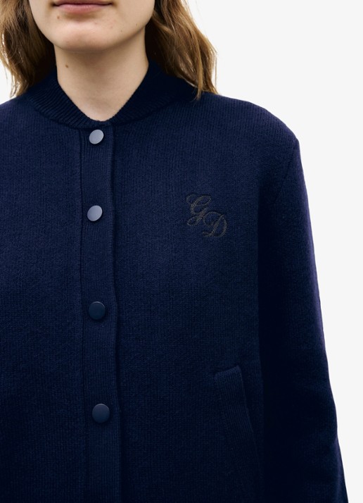 Gerard Darel Rea fijngebreid vest van wol met borduring - detail 2 blauw