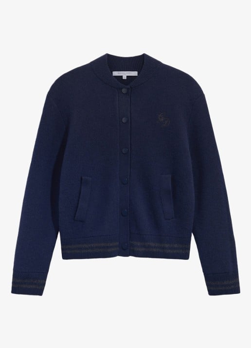 Gerard Darel Rea fijngebreid vest van wol met borduring - voorkant 3 blauw