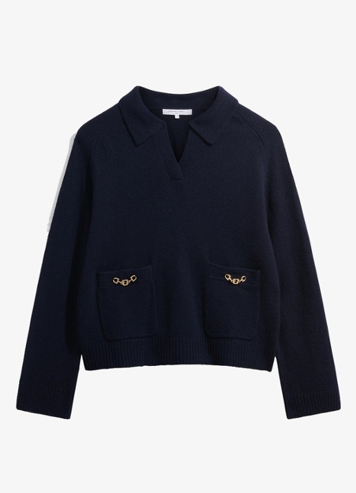 Gerard Darel Reni fijngebreide trui van merino wol - voorkant blauw