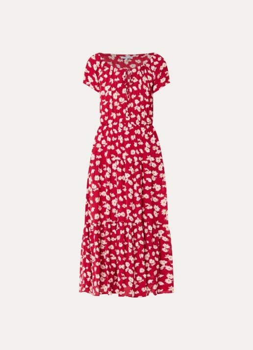 Gerard Darel Rifka midi tuniekjurk met bloemenprint - voorkant 3 rood