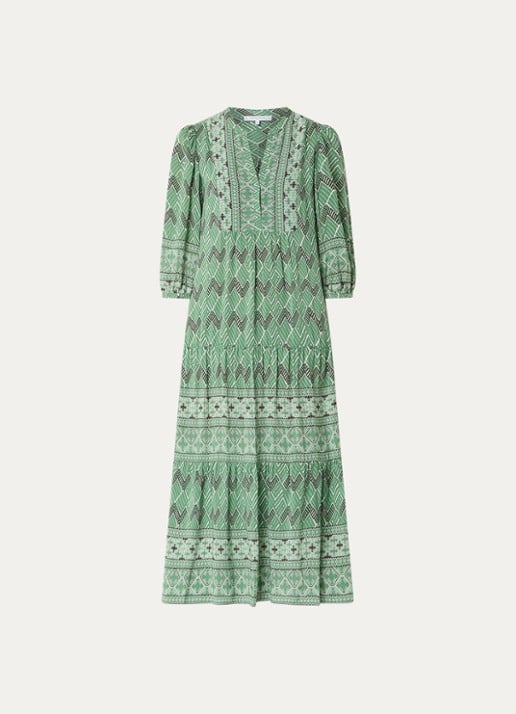 Gerard Darel Riham midi tuniekjurk met grafische print - voorkant groen