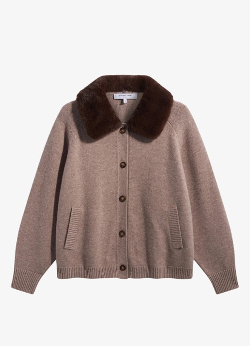 Gerard Darel Rila vest van wol met afneembare kraag - voorkant zand