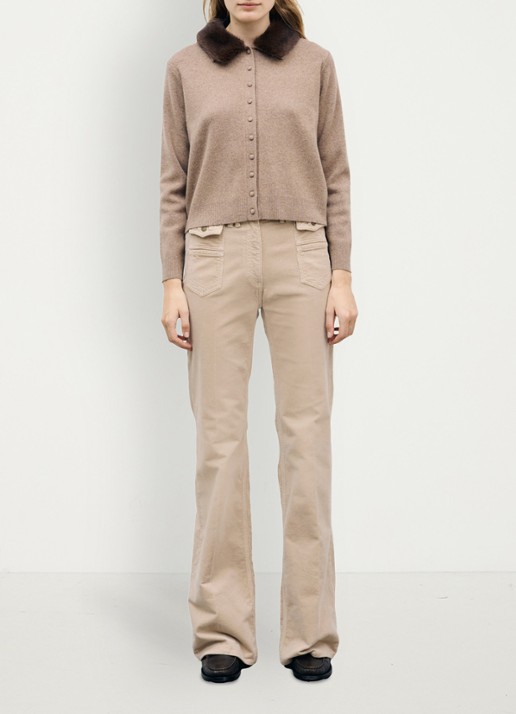 Gerard Darel Rila vest van wol met afneembare kraag - voorkant 2 zand