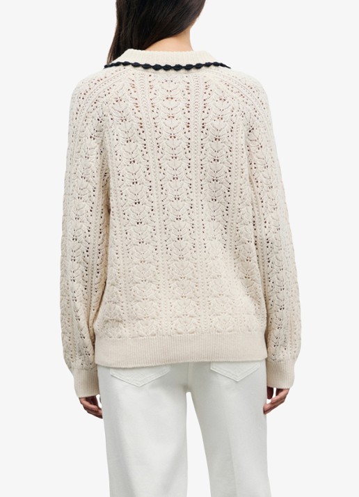 Gerard Darel Roca grofgebreide trui met polokraag - achterkant 2 creme