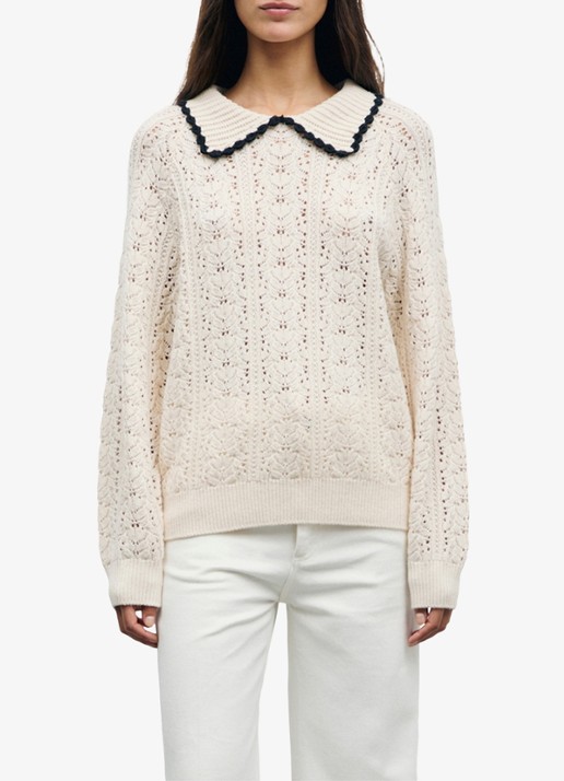 Gerard Darel Roca grofgebreide trui met polokraag - detail 9 creme