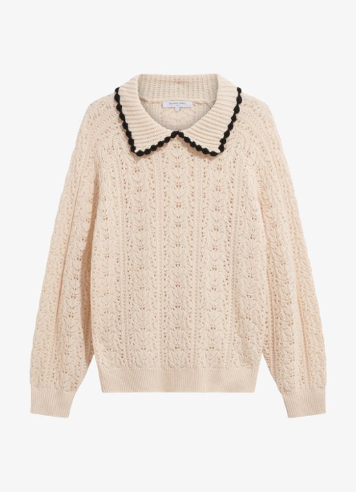 Gerard Darel Roca grofgebreide trui met polokraag - voorkant 5 creme