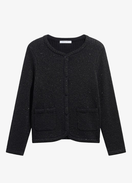 Gerard Darel Roda grofgebreid vest met lurex - voorkant 4 zwart