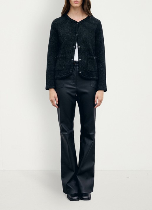 Gerard Darel Roda grofgebreid vest met lurex - voorkant 5 zwart
