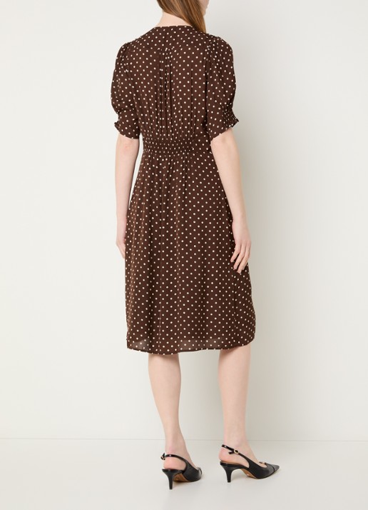 Gerard Darel Rohya midi blousejurk met stippenprint - achterkant 2 bruin