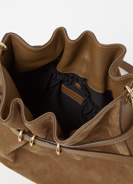 Gerard Darel Romy Tundra crossbodytas van suède met leren details - detail lichtbruin
