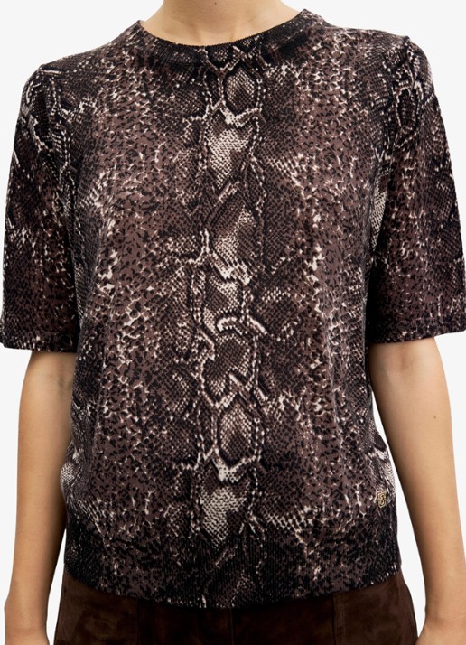 Gerard Darel Rosa trui van merinowol met slangenprint