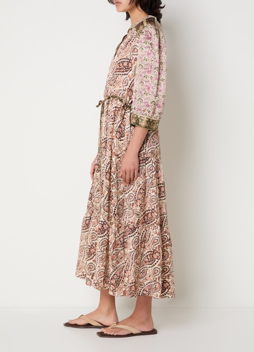 Gerard Darel Roselina midi tuniekjurk van zijde met bloemenprint  - voorkant 3 roze