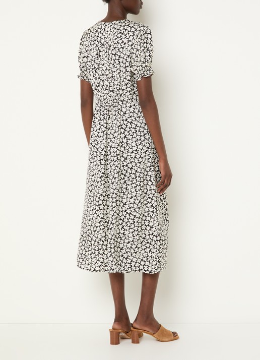 Gerard Darel Rosi midi jurk met bloemenprint - achterkant 3 zwart