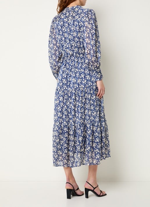 Gerard Darel Ruvia midi jurk met bloemenprint - achterkant donkerblauw