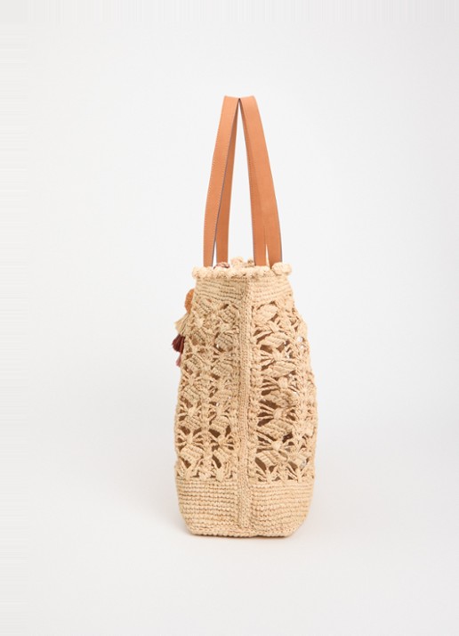 Gerard Darel Sandra Raffia schoudertas van stro met leren details - detail 4 beige