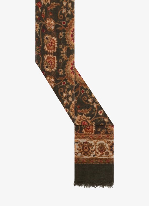 Gerard Darel Sandy sjaal in wolblend met bloemenprint - detail mosgroen