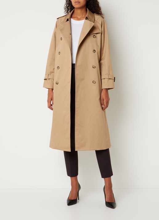 Gerard Darel Serge double-breasted trenchcoat met ceintuur - voorkant 3 camel