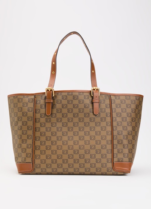 Gerard Darel Simple Bag schoudertas van canvas met details van leer  - voorkant bruin