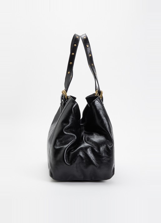 Gerard Darel Simple schoudertas van leer met structuur - detail 3 zwart