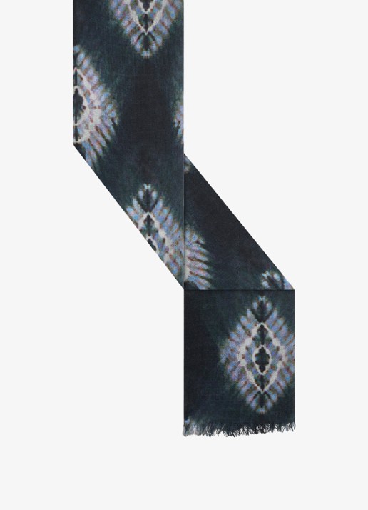 Gerard Darel Sina sjaal van wol met tie-dye dessin - detail donkergroen