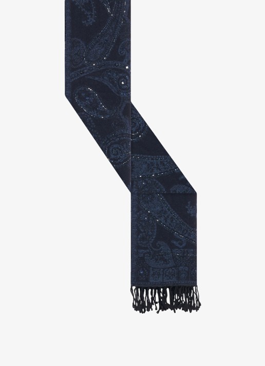 Gerard Darel Sirine sjaal van wol met pailetten - detail 2 blauw