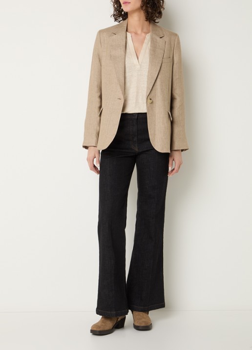 Gerard Darel Taliya blazer van linnen met klepzakken - voorkant 3 zand