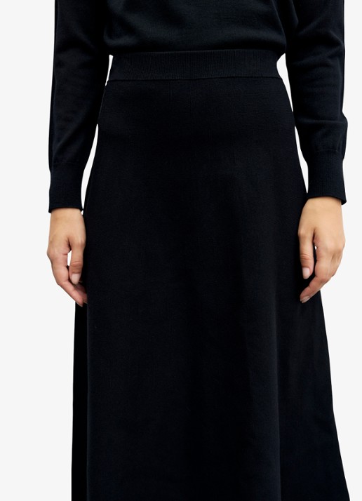 Gerard Darel Taya fijngebreide midi rok met plooien - detail 3 zwart