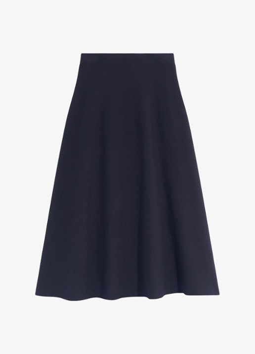 Gerard Darel Taya fijngebreide midi rok met plooien - voorkant 4 zwart