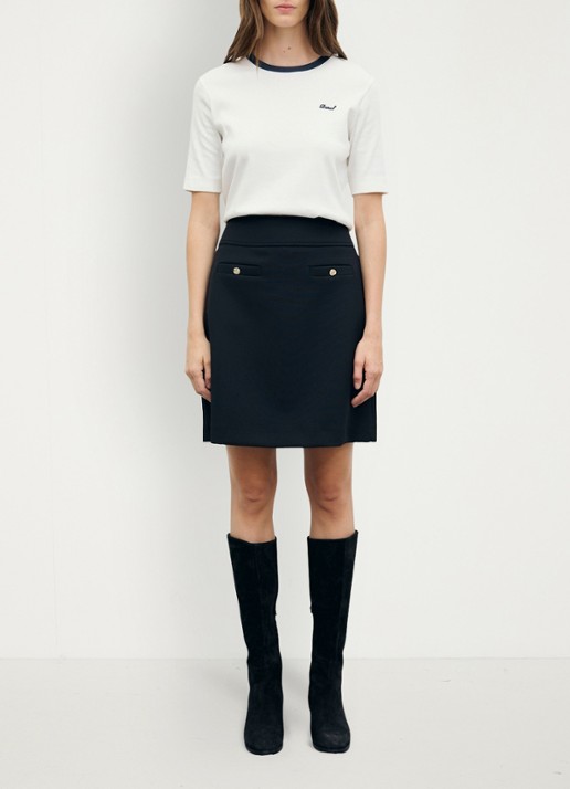 Gerard Darel Thea mini rok met gouden knopen - voorkant 4 zwart