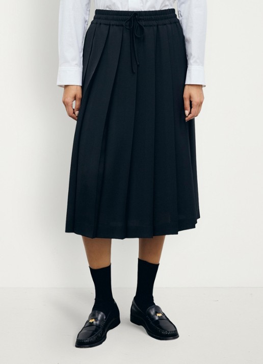 Gerard Darel Tosca midi rok met trekkoord en plooien - detail 5 zwart