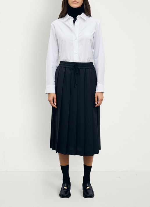 Gerard Darel Tosca midi rok met trekkoord en plooien - voorkant 3 zwart