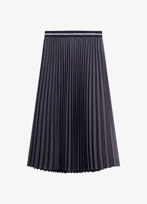 Gerard Darel Trudy midi rok met plooien - voorkant 3 donkergrijs