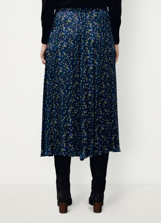 Gerard Darel Tulipe midi rok met bloemenprint - achterkant 3 blauw