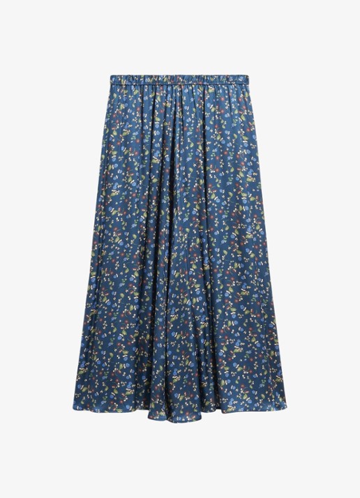 Gerard Darel Tulipe midi rok met bloemenprint - voorkant 4 blauw