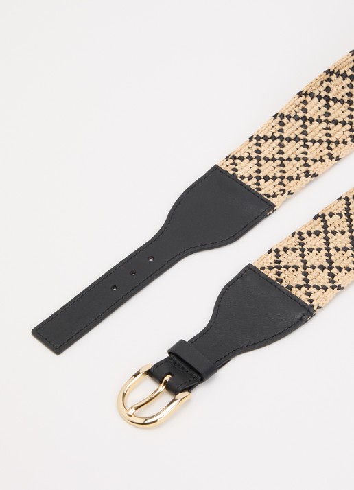 Gerard Darel Tyra tailleriem van raffia - detail zwart