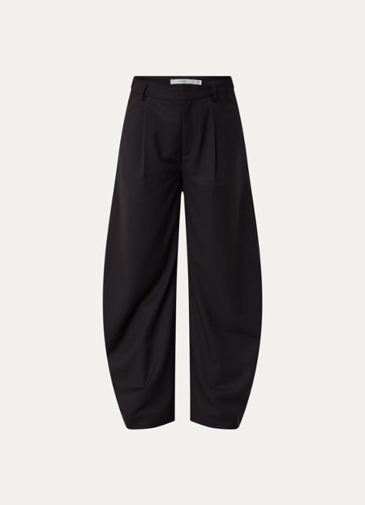 Gestuz Callia high waist wide fit pantalon met steekzakken - voorkant 2 zwart