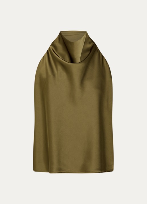 Gestuz Cerina top met rugdecolleté - voorkant 2 olijfgroen