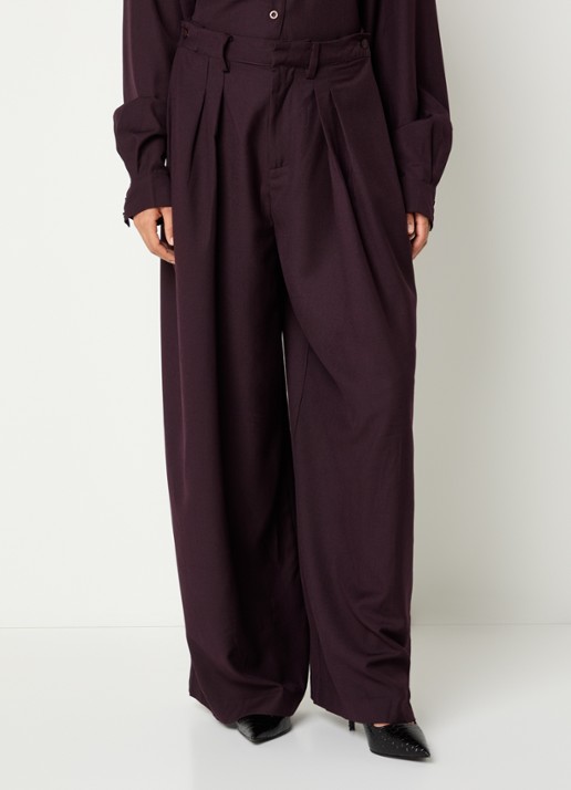 Gestuz Chany high waist wide fit pantalon met steekzakken