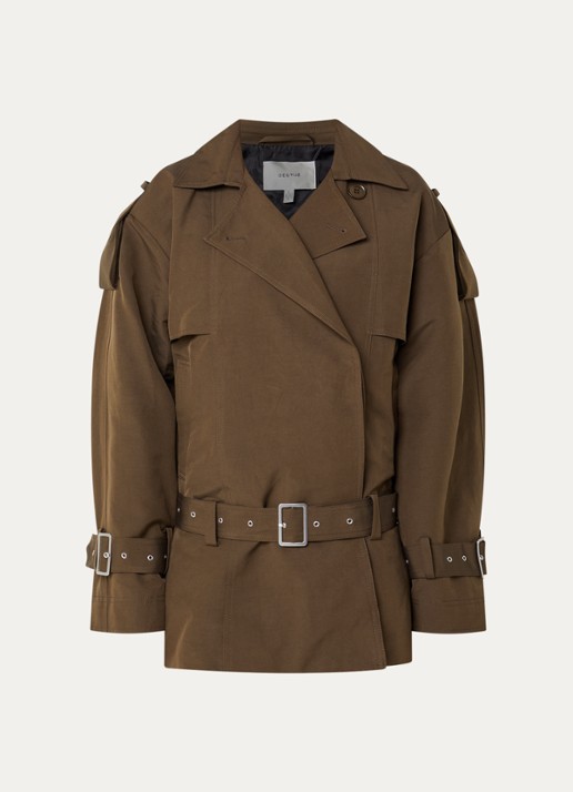 Gestuz Cherally oversized trenchcoat met ceintuur - voorkant 2 zwart
