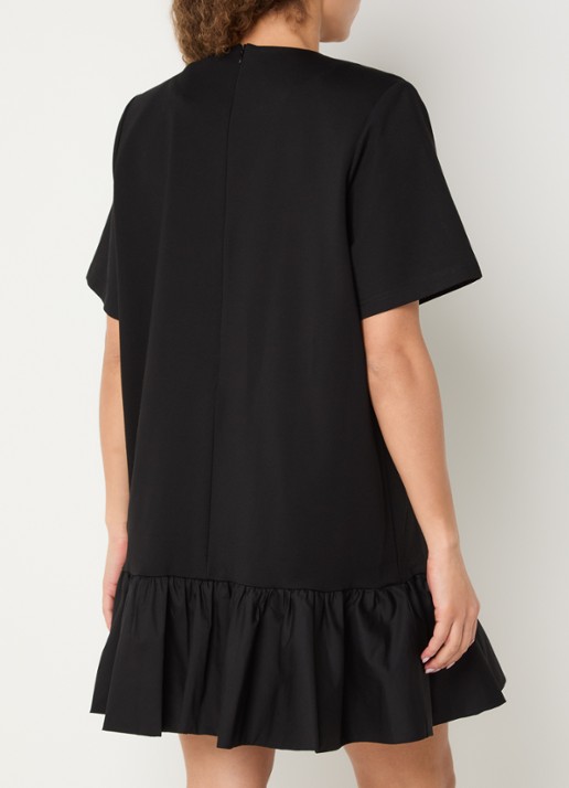 Gestuz Erin mini jurk met peplum - achterkant zwart