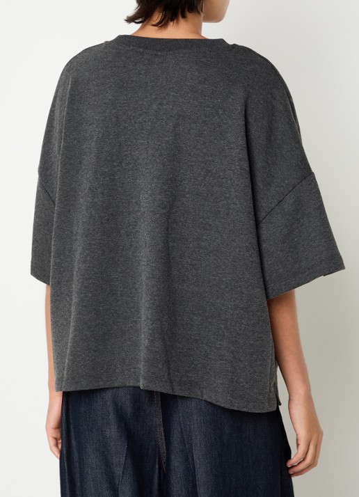 Gestuz Gilsa T-shirt met logoborduring - achterkant antraciet