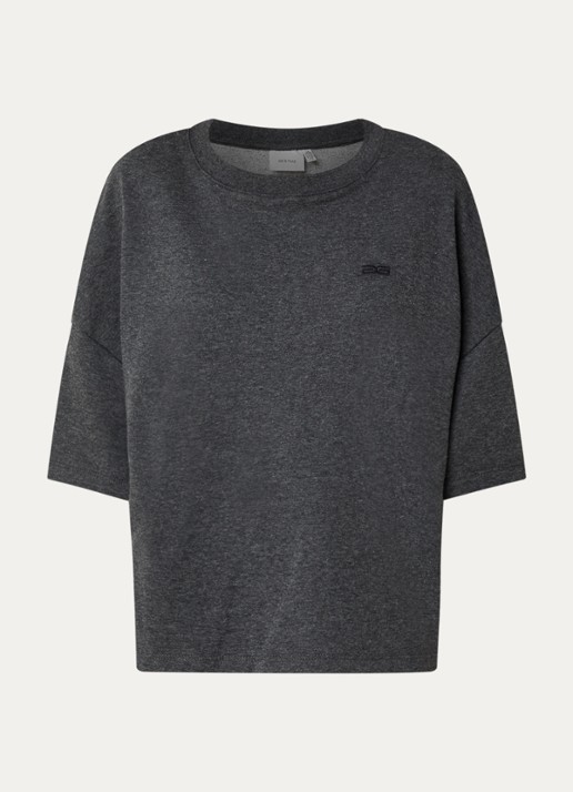 Gestuz Gilsa T-shirt met logoborduring - voorkant 2 antraciet