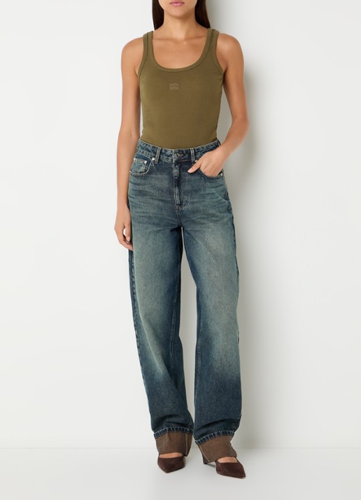 Gestuz GZdrew tanktop met logoborduring - voorkant 3 olijfgroen