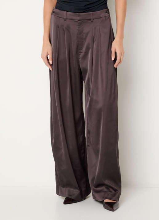 Gestuz GZelva high waist wide fit pantalon van satijn